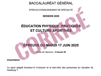 [Bac EPPCS 2025] - Corrigé : dissertation - Le sport adapté favorise-t-il l'inclusion et le bien-être des personnes en situation de handicap ?