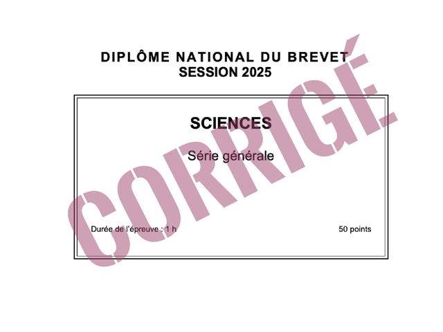 [Brevet 2025] - épreuve de Physique Chimie et SVT