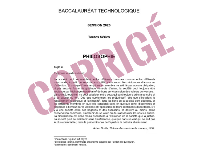 [Bac philo 2025] - Corrigé Explication de texte - Sujet 3 - Adam Smith