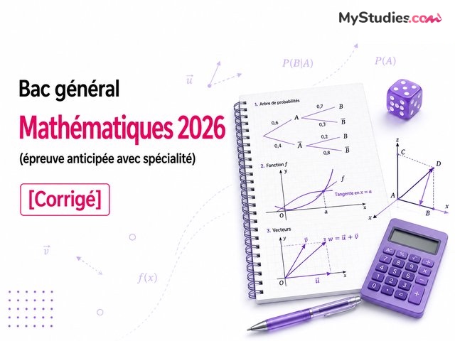 Bac général Mathématiques 2026 (épreuve anticipée avec spécialité) [Corrigé]