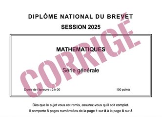 [Brevet 2025] - épreuve de mathématiques