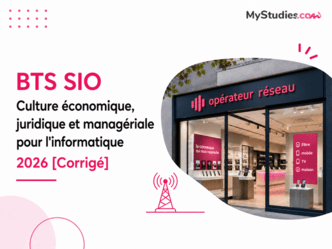 BTS SIO Culture économique, juridique et managériale pour l'informatique 2026 [Corrigé]
