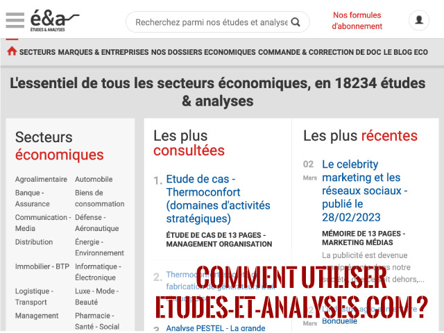 Comment utiliser Etudes-et-analyses.com ?